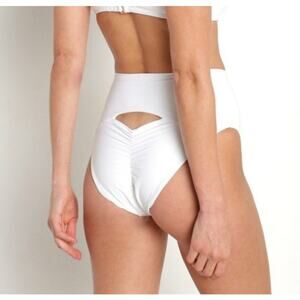L*Space Luka Bikini Bottom Classic White Size Medium Cutout High Rise